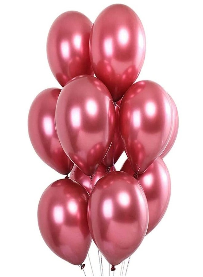 FI - FLICK IN Latex 50 Pcs Rose Pink Chrome Balloons for Birthday Anniversary Party Girl Theme Metallic Latex Balloons Shiny & Sturdy Balloon Wedding Party Occasion (Pack of 50, Rose Pink) - Image 1